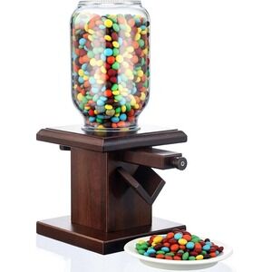 Wooden Candy Dispenser Jar Glass Server